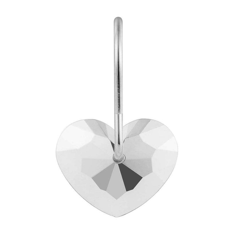 Actpe Decorative Crystal Heart Shape Shower Curtain Hooks Rust Resistant Hooks Glide Shower Ring Hangs Holder Bling for Bathroom, Pack of 12 - Image 5